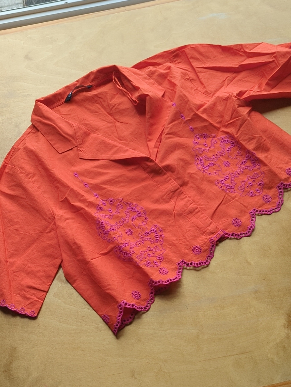 Zara Vibrant Orange Button-Up Top